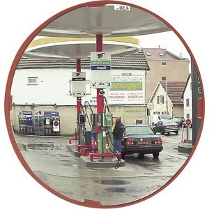 Mehrzweckspiegel 2 Richtungen, rund, Ø 600 mm, Rahmen rot, Polymir® Vialux