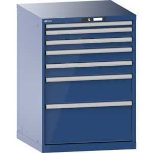 Schubladenschrank, mit Akkuladefunktion, BxTxH 717 x 725 x 1000 mm, 7 Schubladen, 2 x 230V, enzianblau, CH LISTA