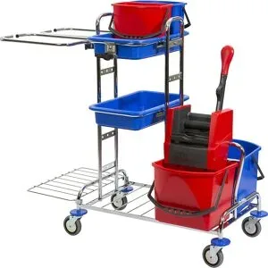 Reinigungswagen VARIANT, LxBxH 1250 x 680 x 1100 mm, 2 x 17-l-Eimer, 2 x 6-l-Eimer Vermop