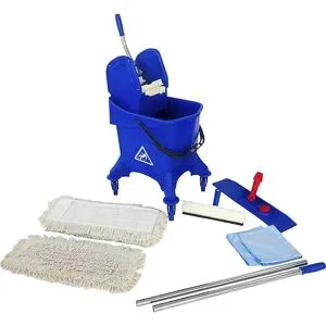 kaiserkraft Profi-Reinigungs-Set BASIC, mit 10 Baumwoll-Mopps, 30-l-Eimer