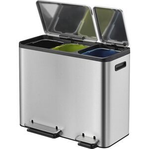 Tretabfallsammler, Volumen 3 x 15 l, BxHxT 605 x 492 x 321 mm, Edelstahl, 3fach-Sammler EKO