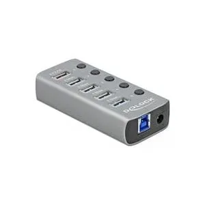 DeLock - 63262 Schnittstellen-Hub USB 3.2 Gen 1 (3.1 Gen 1) Type-B 5000 Mbit/s Grau