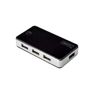 Digitus DA-70222 USB-Hub 7 Port USB-A USB 2.0 480 MBit/s Schwarz, Silber DA-70222