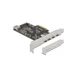Delock PCI Express x4 Karte zu 4 x USB Type-C + 1 x USB Typ-A - SuperSpeed USB 10 Gbps - Low Profile Formfaktor, USB-Controller