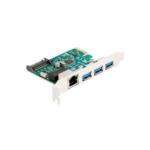 Delock PCI Express x1 Karte zu 3 x USB 5 Gbps Typ-A Buchse + 1 x Gigabit LAN, Controller