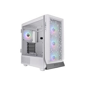 Thermaltake CA-1X5-00M6WN-00 Midi-Tower Gaming-Gehäuse Weiß 4 Vorinstallierte LED Lüfter, Seitenfenster
