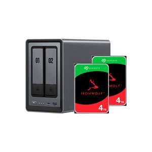 UGREEN DXP2800 + 2x 4 TB Seagate IronWolf HDD Bundle, NAS