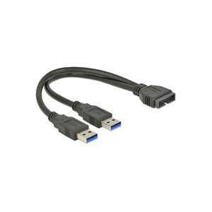 Delock USB 3.2 Gen 1 Adapter, USB Pfostenstecker > 2x USB-A Stecker