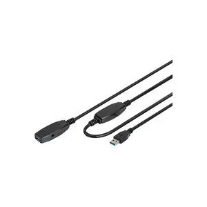 Digitus USB-Kabel USB 3.2 Gen1 USB-A Stecker, USB-A Buchse 20.00 m Schwarz Geschirmt, doppelt geschirmt DA-73107
