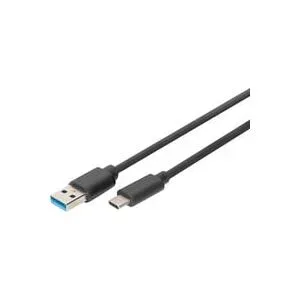 Digitus USB-Kabel USB 3.2 Gen1 USB-C® Stecker, USB-A Stecker 1.00 m Schwarz Rund, doppelt geschirmt DB-300136-010-S