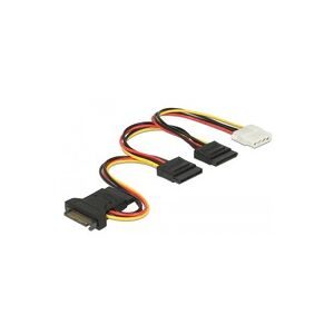 Delock SATA 15 Pin Stecker > 3 x SATA Buchse + 1 x 4 Pin Buchse 20 cm (PCB), Kabel
