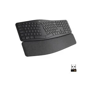 Logitech ERGO K860 Kabellos Tastatur Deutsch, QWERTZ Schwarz Geteilte Tastatur, Ergonomisch, Handballenauflage,