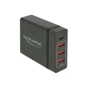 Delock 63974 USB Ladegerät 60 W USB-C®, USB-A USB PD Schwarz Steckdose USB Power Delivery (USB-PD), Überstromschutz