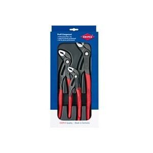 Knipex 00 20 09 V02 Werkstatt Wasserpumpenzangen-Set 3teilig Einstellung per Knopfdruck, Selbstklemmeffekt,
