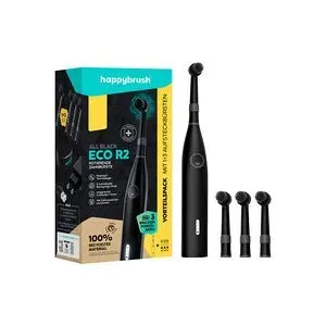 happybrush ECO R2 Allblack + 3 Refills, Elektrische Zahnbürste