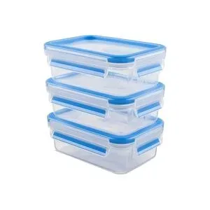 GROUPE SEB - EMSA CLIP & CLOSE - Lebensmittelbehälter - 0.55 L - Blau, durchsichtig (Packung mit 3)