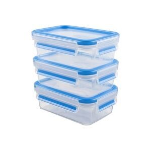 GROUPE SEB - EMSA CLIP & CLOSE - Lebensmittelbehälter - 0.55 L - Blau, durchsichtig (Packung mit 3)