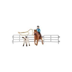 Schleich - 42577 Team Roping mit Cowgirl, Multicolor