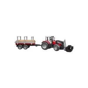 bruder ® Massey Ferguson 7480 mit Frontlader und Holztransportanhänger 02046 - bunt