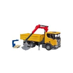 bruder Scania Super 560R Baustellen-LKW mit Kran und 2 Paletten Fertigmodell Nutzfahrzeug Modell