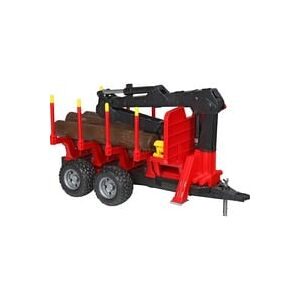 bruder ® Rückeanhänger mit Ladekran, 4 Baumstämmen und Holzgreifer 02252