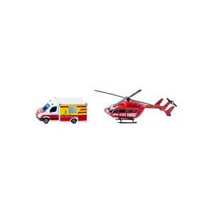 Siku - Mercedes-Benz Rettungswagen & Helikopter, Multicolor
