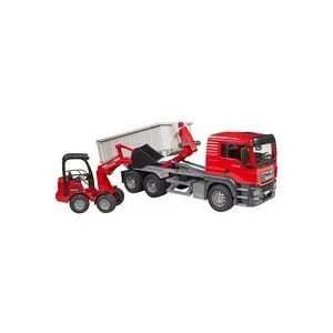 Bruder - MAN TGS LKW mit Abrollcontainer + Schäffer Hoflader 2630, 55 CM, Multicolor