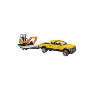 bruder Baufahrzeug Modell RAM 2500 Power Wagon Service+Minibagger Baufahrzeug Modell