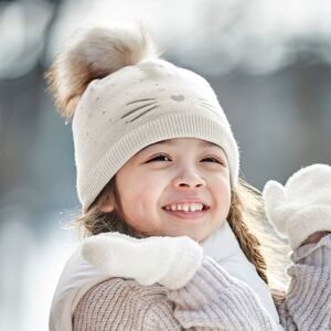 MAXIMO Beanie mit Bommel, mit Stickerei, zweifarbig, wärmend