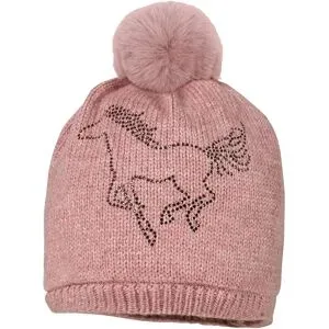 Winter-Strickmütze mit Bommel Fake Fur Pferd