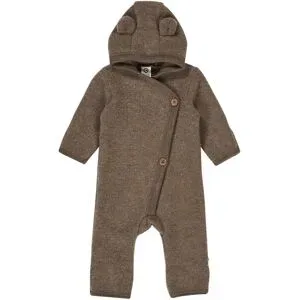 Wollfleece-Overall mit Klappfuß und Kapuze mit Ohren