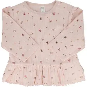 Shirt langarm Blumen Rüschen Rippqualität