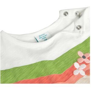BOBOLI T-Shirt kurzarm Blumenstickerei natur