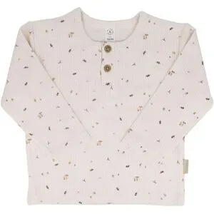 Henley-Shirt langarm Wald Rippqualität