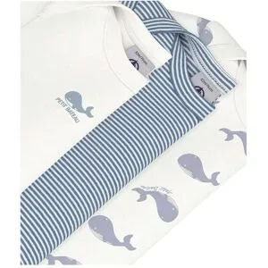 Petit Bateau 3er-Pack Bodys kurzarm Ringel Wale natur   blau