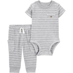 2-tlg. Set Body kurzarm und Jogginghose Ringel Waffelpiqué