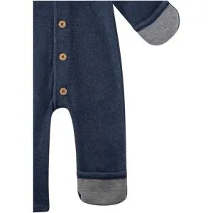 Sanetta Wollfleece-Overall mit Kapuze und Klappbündchen marine melange