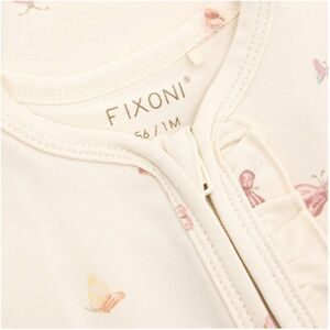 Fixoni Schlafoverall mit Fuß Schmetterlinge natur   rosa
