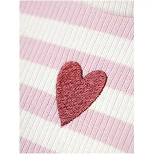 name it Kleid langarm Tüllrock Ringel Herz natur   rosa   mehrfarbig