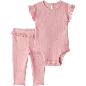 2-tlg. Set Body kurzarm und Leggings Zitronen Rippqualität