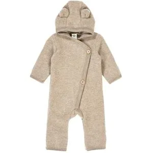 Wollfleece-Overall mit Klappfuß und Kapuze mit Ohren