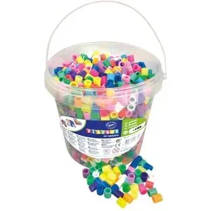 XL Bügelperlen-Set im Eimer 1400 Stück neon & pastell