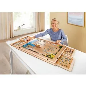 Puzzletisch mit Schubladen, drehbar inkl. Abdeckung braun unisex