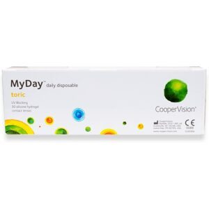 Cooper Vision MyDay Toric (30er Packung) Tageslinsen (0.25 dpt, Zyl. -0.75, Achse 20 & BC 8.6) mit UV-Schutz für Allergiker & trockenere Augen