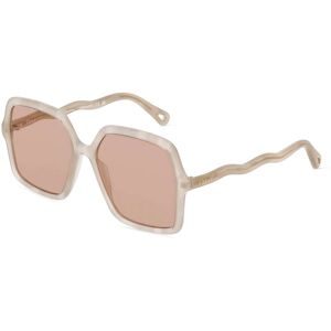 Kering Eyewear Spa Chloé CH0086S Damen-Sonnenbrille Vollrand Quadratisch Acetat-Gestell, Beige