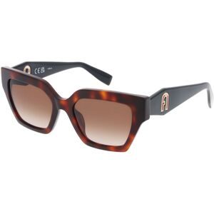DE RIGO Vision D.A.CH. GmbH Furla SFU811 Damen-Sonnenbrille Vollrand Quadratisch Acetat-Gestell, Havanna
