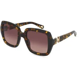 Kering Eyewear Spa Chloé CH0301S Damen-Sonnenbrille Vollrand Eckig Acetat-Gestell, Havanna