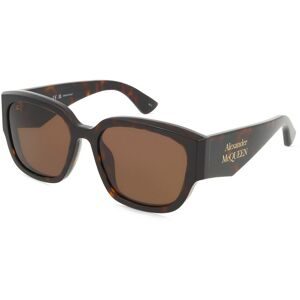 Kering Eyewear Spa Alexander McQueen AM0468S Damen-Sonnenbrille Vollrand Eckig Acetat-Gestell, Havanna