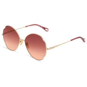 Kering Eyewear Spa Chloé CH0093S Unisex-Sonnenbrille Vollrand Butterfly Metall-Gestell, Gold