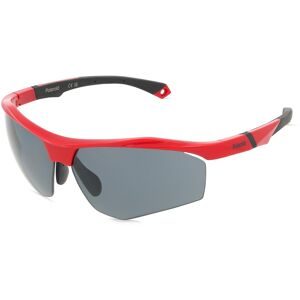 Safilo GmbH Polaroid 207374 Herren-Sonnenbrille Halbrand Eckig Kunststoff-Gestell, Rot